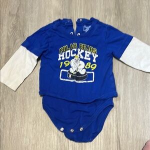 4/$30 Blue Polar Bears Hockey Baby Onesie